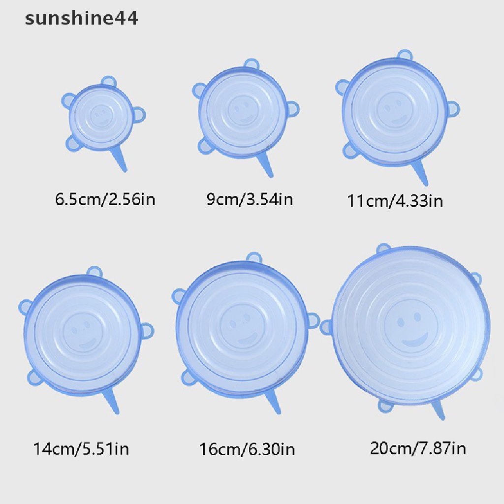 Sunshine 6Pcs Food Silicone Cover Cap Universal Tutup Silikon Untuk Peralatan Masak Mangkok Microwave Reusable Stretch Lids Bungkus Makanan ID