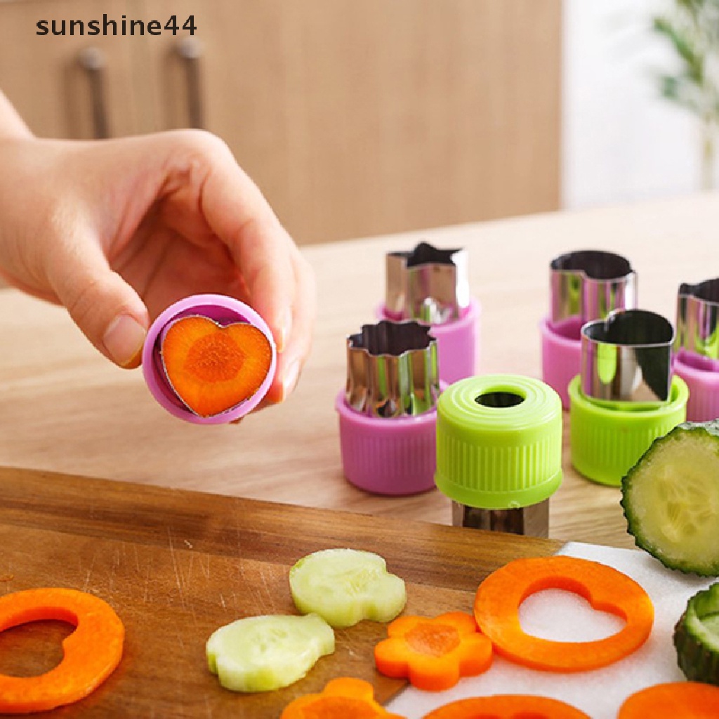 Sunshine 6Pcs Set Pemotong Sayuran Stainless Steel Cetakan Cookie Cutter DIY Untuk Anak ID