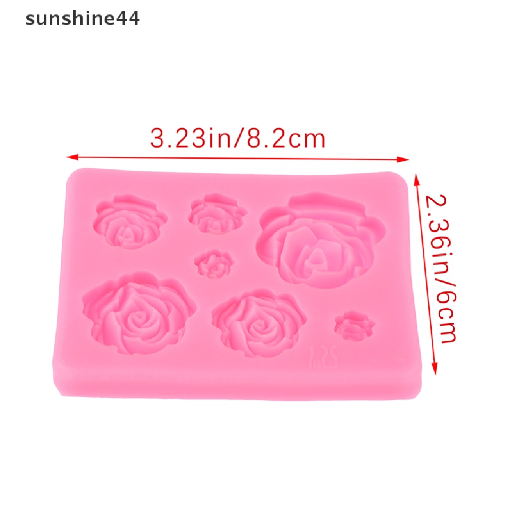 Sunshine 1Pc 7lubang 3D Bunga Mawar Cetakan Silikon Kue DIY Cetakan Coklat Sugarcraft ID