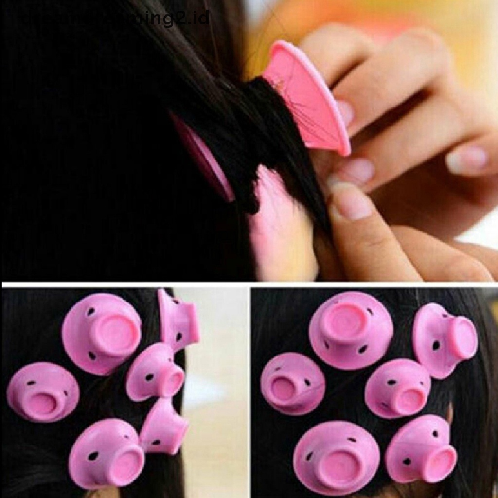 (hot) 10pcs Karet Lembut Magic Hair Care Rollers Silikon Pengeriting Rambut Tidak Panas Ada Klip//