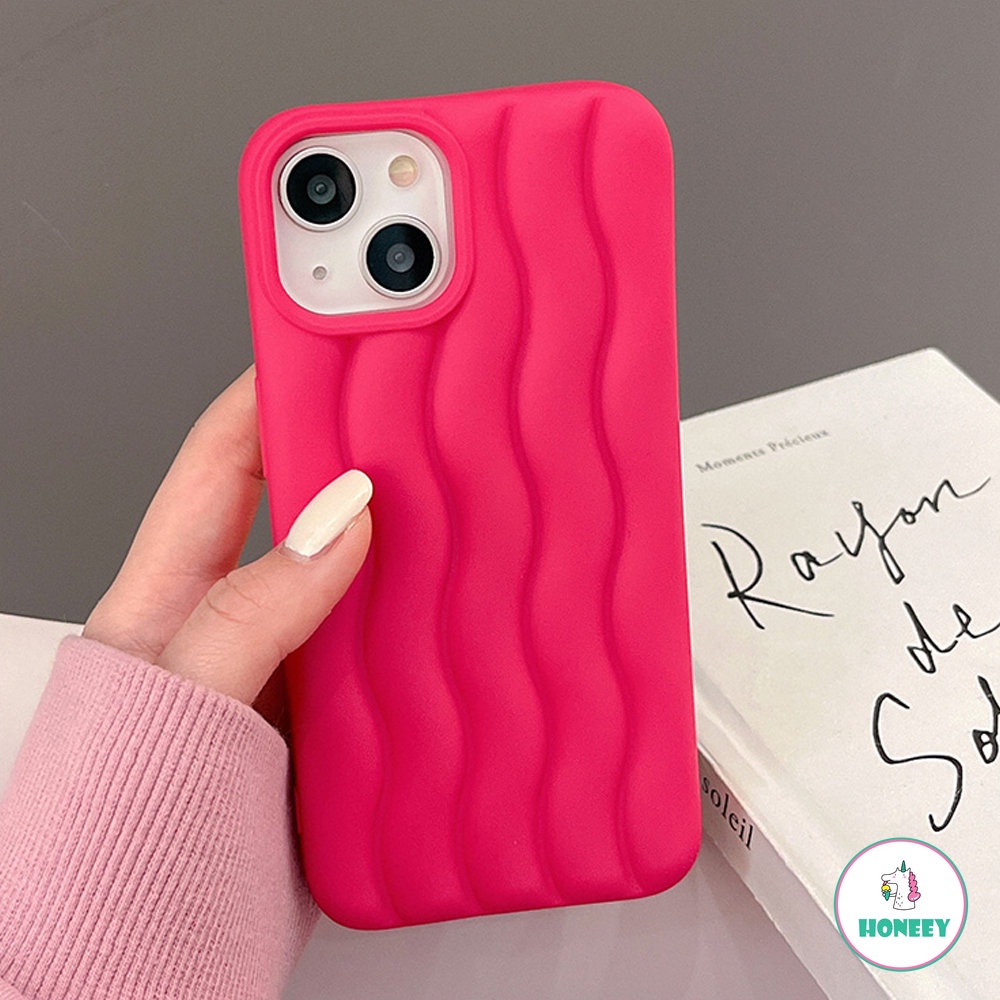 IPHONE Casing Ponsel Motif Riak Air Putih 3D Untuk Iphone14 13 12 11 Pro Max Matte Warna Solid Lembut Shockproof Back Cover