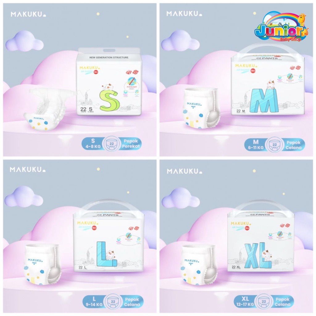 Makuku Air Diaper Slim isi 22pcs S22|M22|L22|XL22|M52|L50|XL48