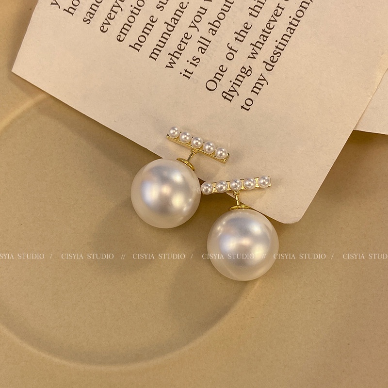 Ifyou Anting Mutiara Emas Satu Font Berbentuk Stud Earring Untuk Wanita Retro Aksesoris Perhiasan