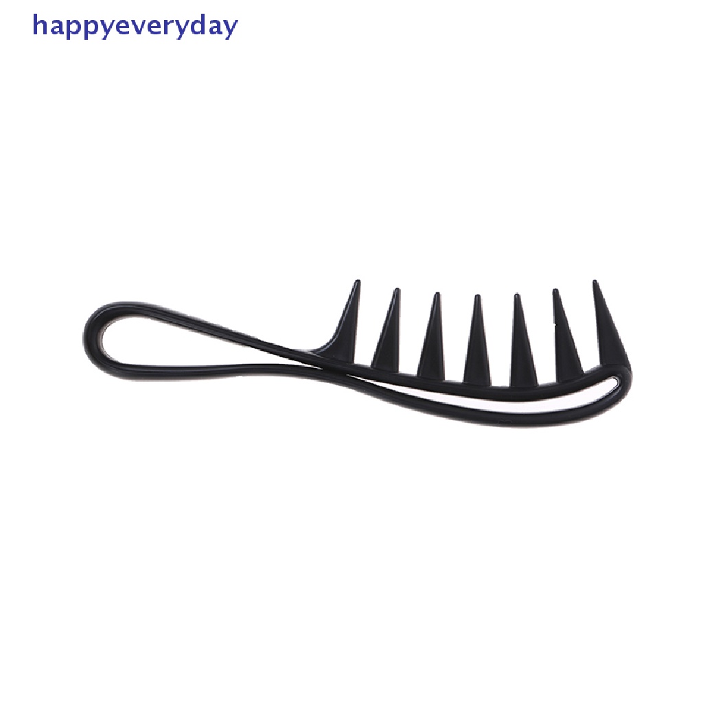 [happy] Hiu Jumbo Gigi Lebar Hitam Handle Grip Sisir Rambut Pria Hairdressing Teeth Comb [ID]