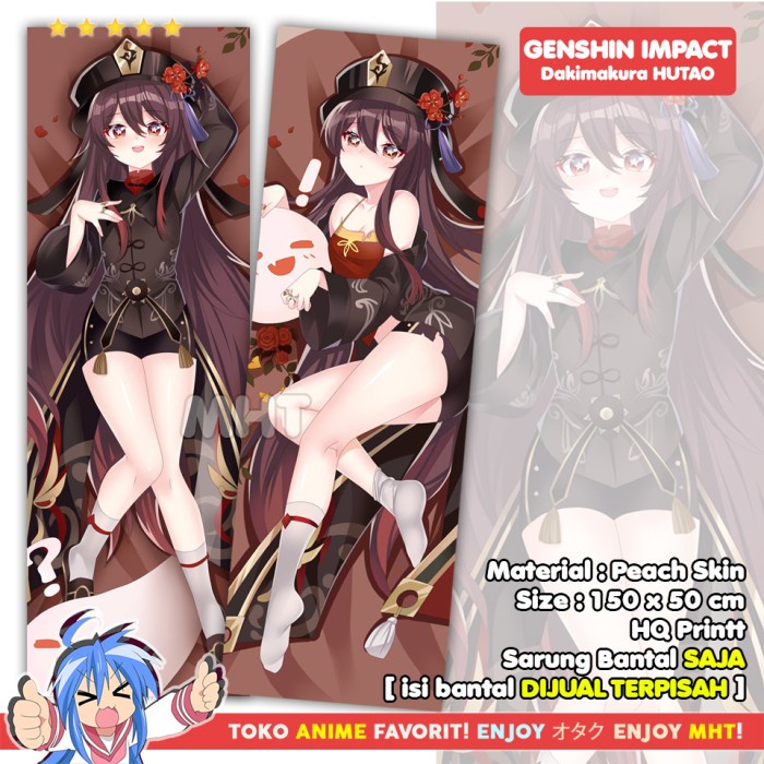 DISKON/ Sarung Bantal Anime Dakimakura Genshin Impact : Hutao