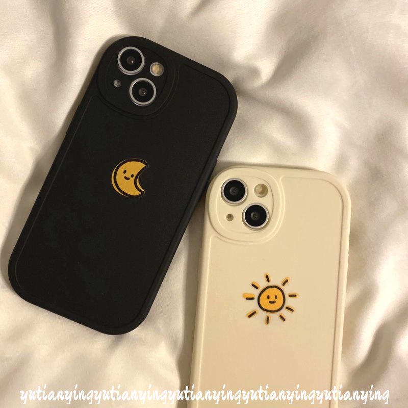 Soft Couple Tpu Case Infinix Hot 10S 10T 9 10 Play 11 11S Note 8 Smart 6 5 Cartoon Simple The Moon Sun Couples Soft Case Cover