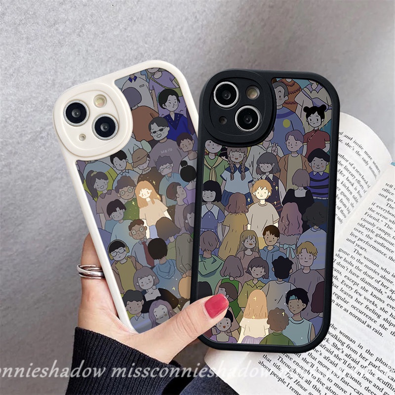 Ins Kreatif Pasangan Ponsel Case Infinix Hot10 Lite Note8 Smart 56 Hot 11 10 9 Bermain 10T 10s 11s 9 Kartun Cowok Cewek Kekasih Shockproof Lembut Tpu Cover