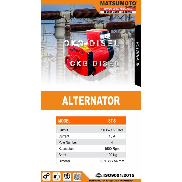 DINAMO ALTERNATOR TEMBAGA MATSUMOTO ST-5 KW