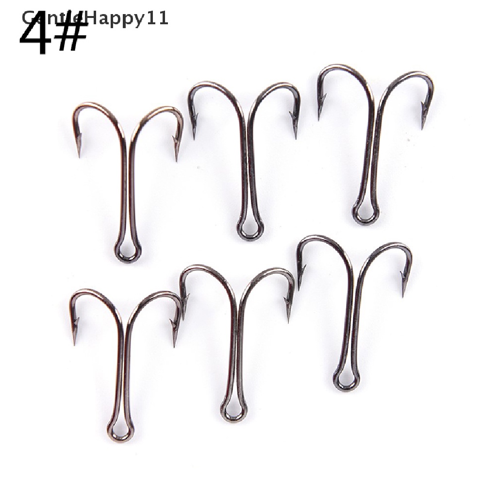 Gentlehappy 50 Pcs Ganda Baja Karbon Tinggi Hitam Memancing Kait Jangkar Ganda Air Asin 50pcs Kait Pancing Ganda Pengikat Lalat Kecil Kait Jangkar Ganda 50pcs Baja Karbon Tinggi Ganda