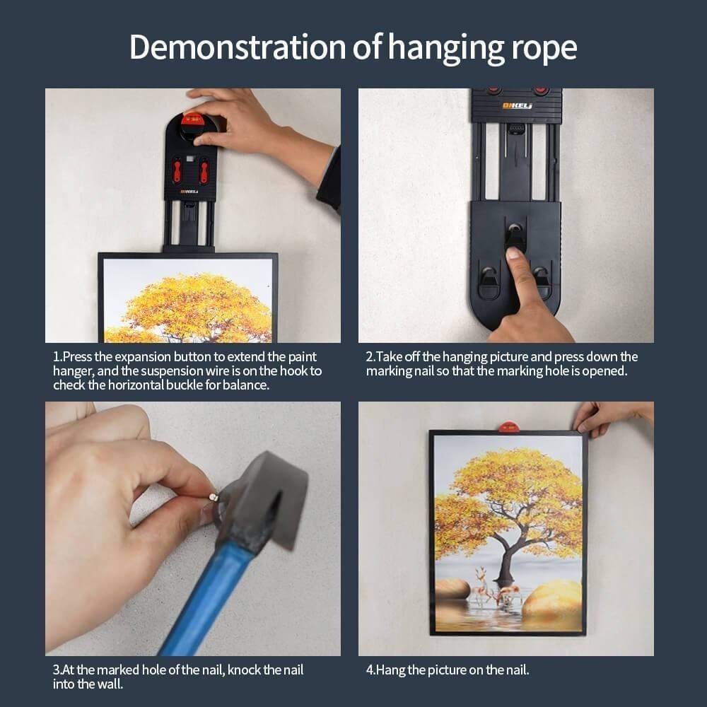 Lanfy Penggaris Bingkai Foto DIY Menandai Foto Dukungan Horizonized Gantung Alat Ukur Locator Measuring Ruler Alat Ukur Pengukur Sudut