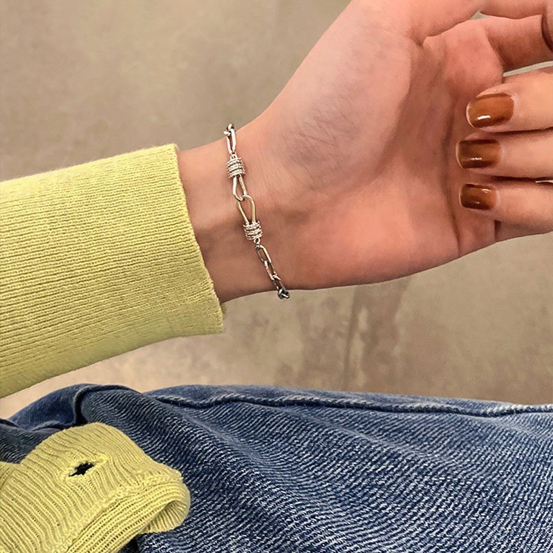Keren Link Rantai Gelang Untuk Wanita Fashion Warna Perak Cuff Bracelets Perhiasan Aksesoris Hadiah