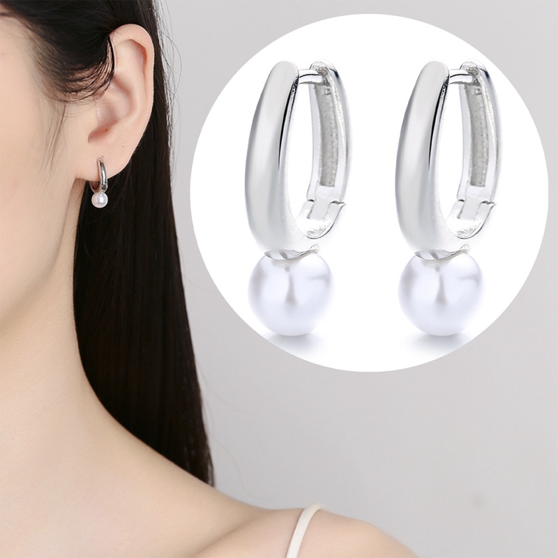 925 Sterling Silver Royal Baroque Pearl Ear Buckle Untuk Wanita Eropa 18 K Emas Sederhana Hoop Anting Pesta Perhiasan Hadiah