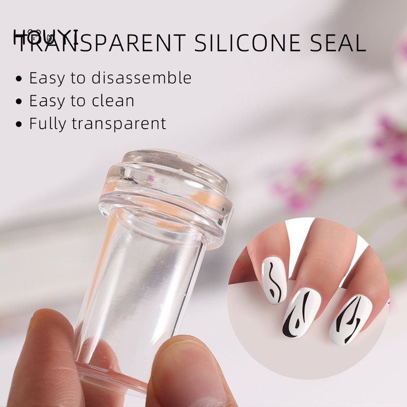 Segel Nail Art Plastik Transparan Mini Reusable Portable/ Stempel Kuku Motif DIY/ Set Alat Manicure Wanita