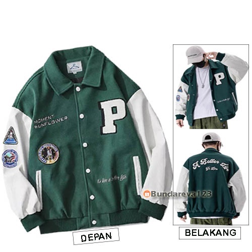 INDO - Jaket Varsity Vintage Pria | Jaket Baseball Varsity Pria Wanita Premium Bordir Termurah