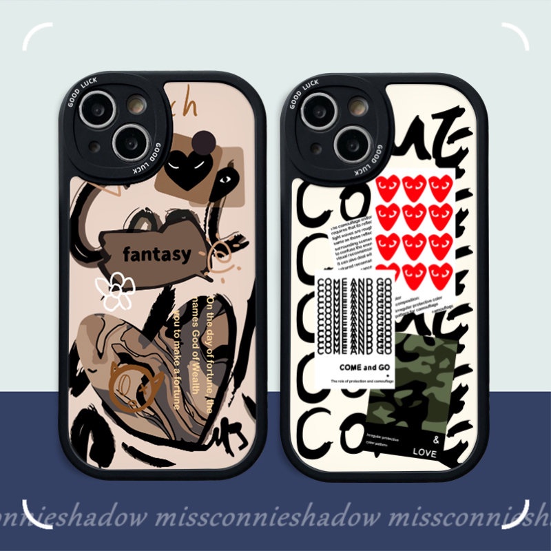 Redmi 12C 9A 10A A1 9 9T 10k40s 10C 9C Redmi Note 11s 10 11 10s 9s 10Pro 8 9 9Pro Mi 12 11 Lite 11T Poco X3 NFC Pro M3 Poco F4 Comme des Garcons Graffiti Love Heart Sarung