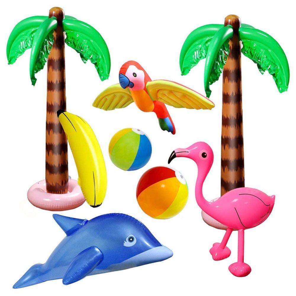 Needway Inflatable Tropical Palm Tree Perlengkapan Luar Ruangan Mainan Anak Backdrop Dekorasi Pesta Perlengkapan Perjamuan Balon Udara Monkey Balloon Party Supplies Kolam Renang Mainan