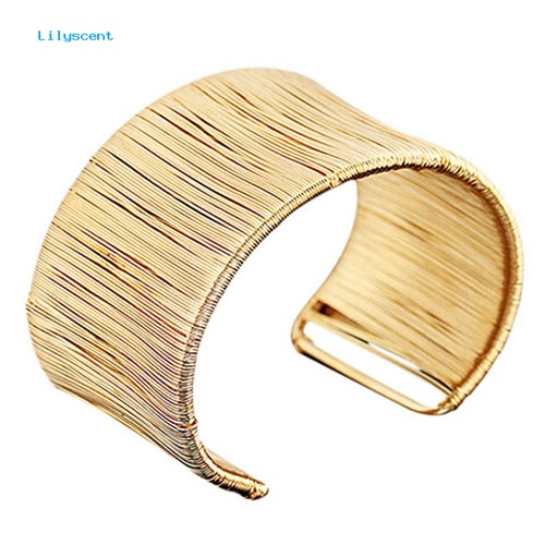 Lilyscent Buatan Tangan Wanita Kawat Pembukaan Bangle Punk Emas Perak Alloy Upper Arm Bracelet