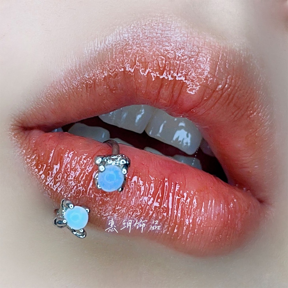 1buah Cincin Bibir Titanium Tulang Rawan Labret C Non-Piercing Klip Manset Tragus Helix Tindik Bibir