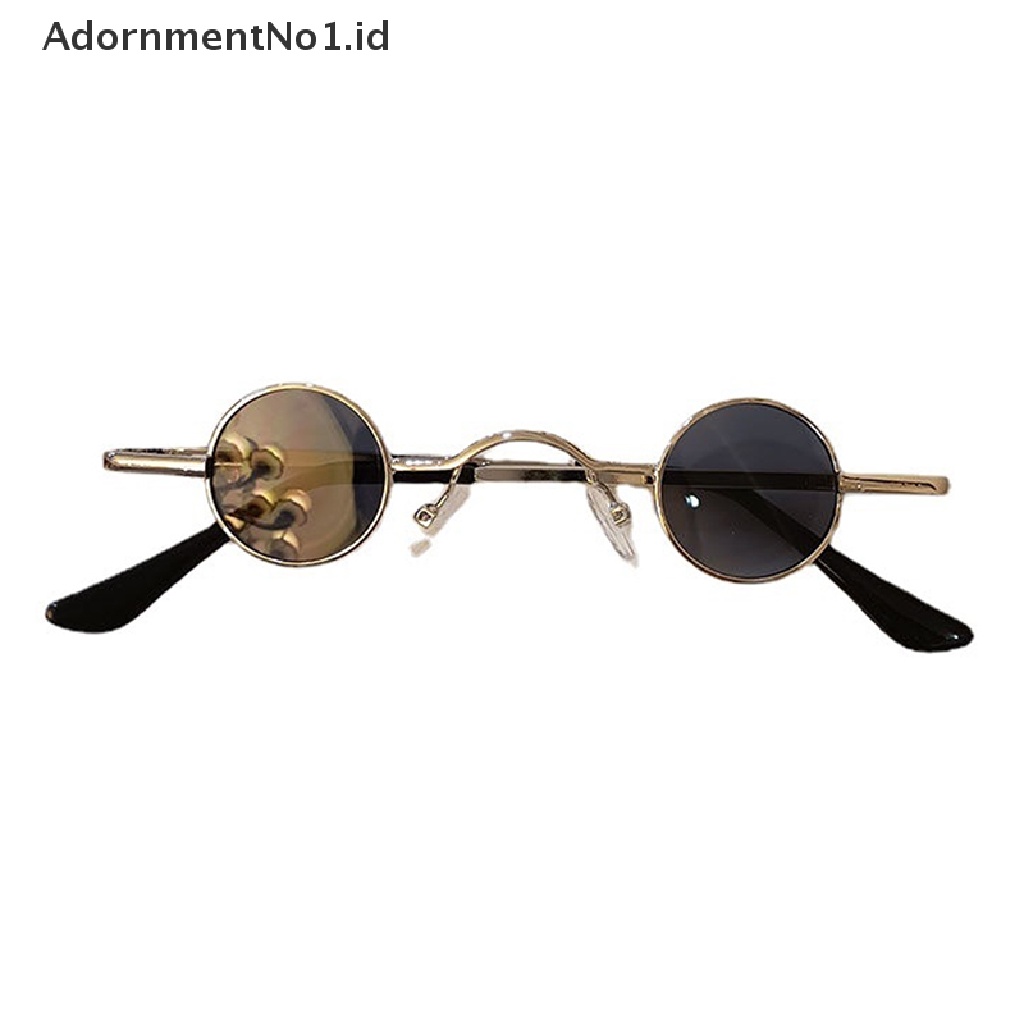 [AdornmentNo1] Kacamata Hitam Punk Bulat Vintage Klasik Punk Fashion Designer Retro Metal Bingkai Kecil Super Small Round Sunglasses [ID]