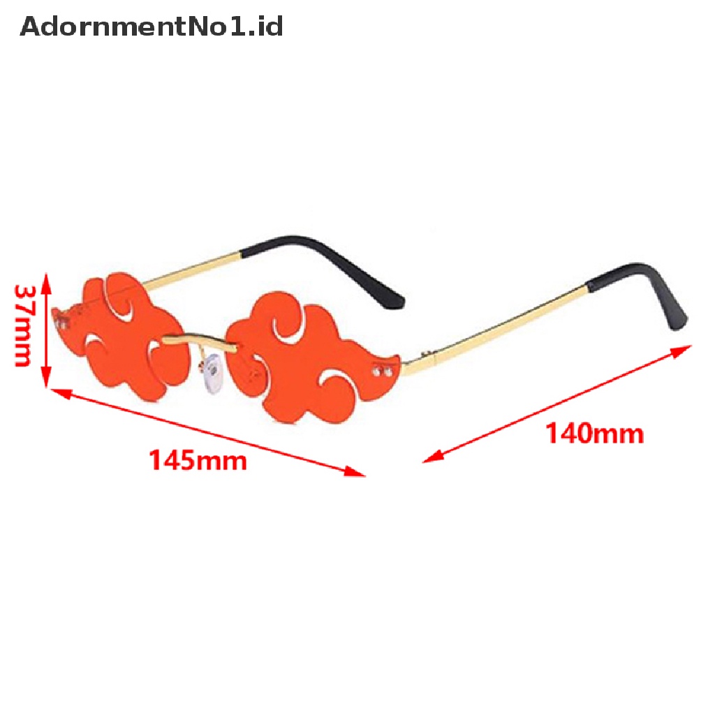 [AdornmentNo1] 1pc Anime Red Cloud Rimless Gothic Glasses Cosplay Eyewear Punk Sunglasses [ID]