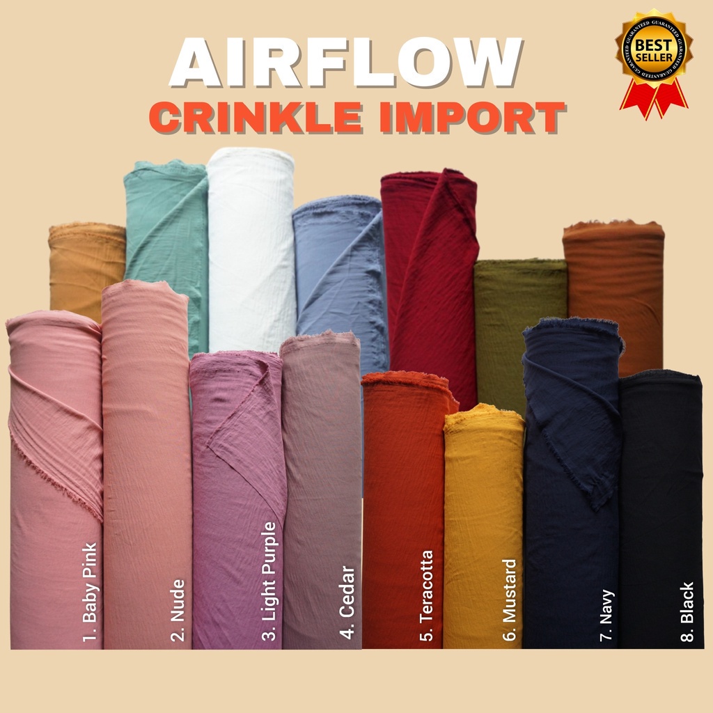 Kain Katun Rayon Crinkle Import Premium Kain Airflow