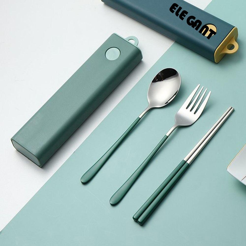 [Elegan] Sendok Kopi Sendok Makan Peralatan Makan Dengan Wadah Salad Fork Cutlery Set Sumpit