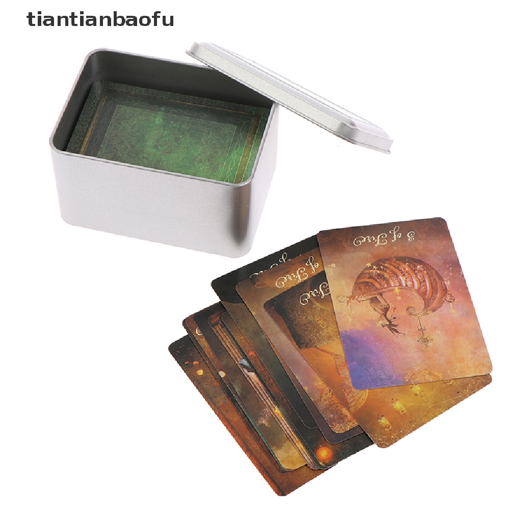 [tiantianbaofu] 110x80x65mm Tinplate Tarot Card Storage Box Koleksi Kartu Game Ramalan Butik