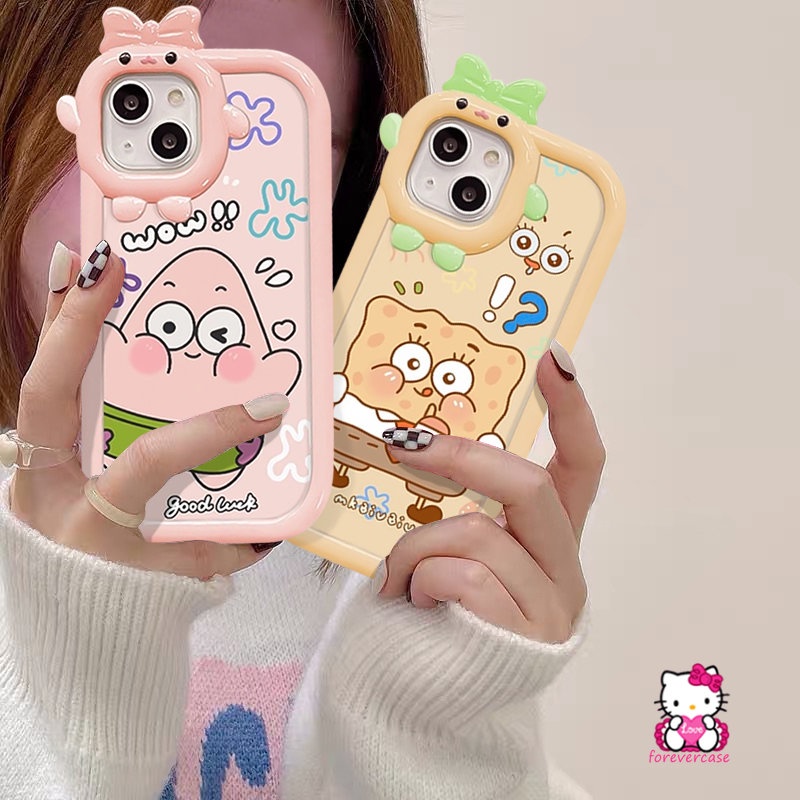 Kawaii SpongeBob Patrick Star Case Redmi Note 11s 8 9 11 Pro+10 Pro 10s Redmi 10A 9T 10C 9C 9A 10 A1 A1+9Poco M3 X3 Pro NFC Mi 11 Lite 3D Ikatan Simpul Little Monster Lens Soft Sarung