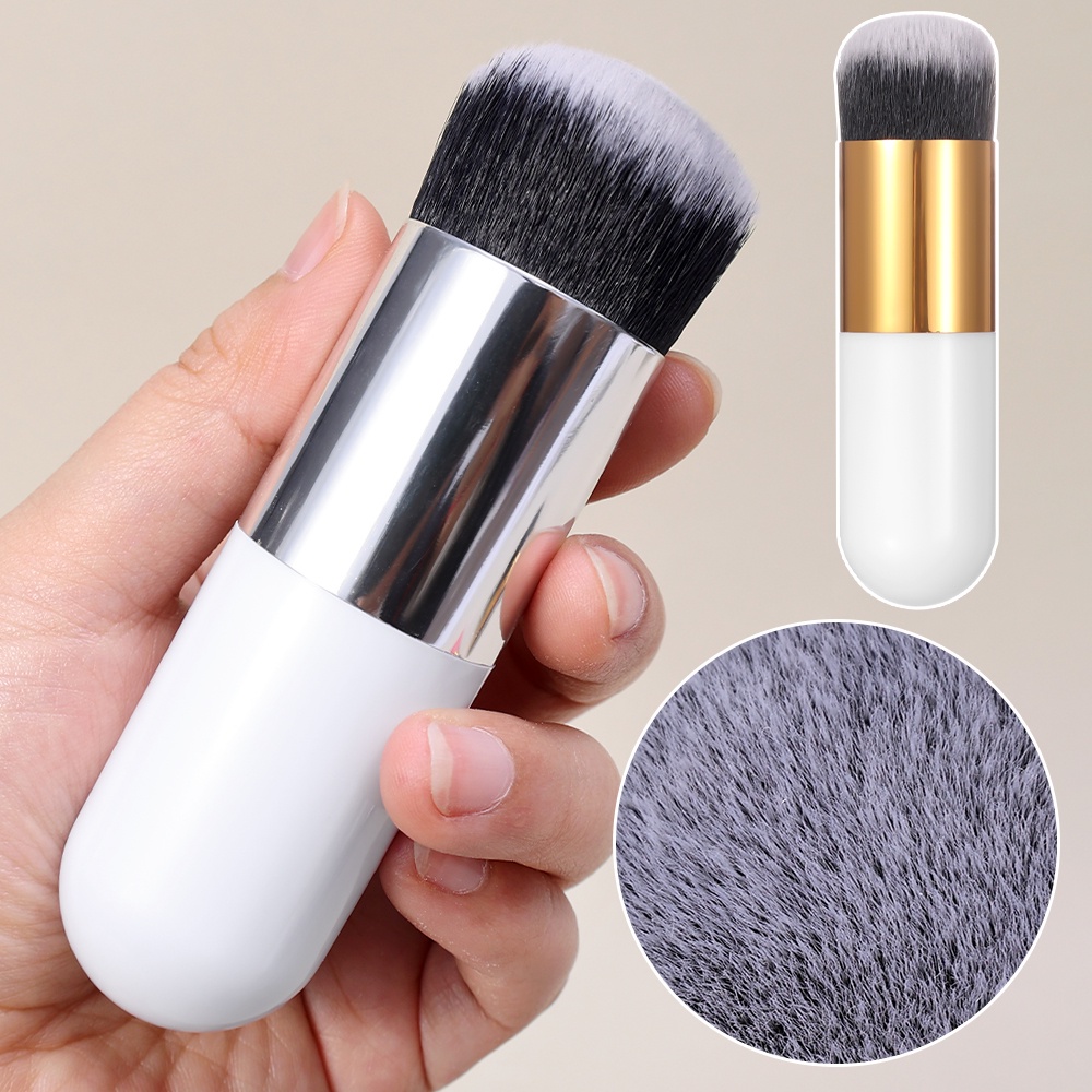 Kuas Makeup Bubuk Serat Artificial Besar/Rambut Panjang Halus Lembut Cair Foundation Facial Powder Blusher Brushes