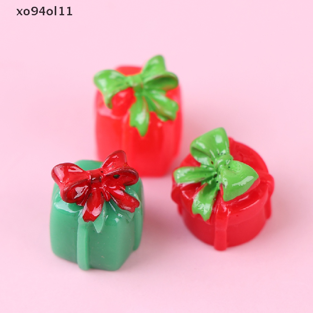 Xo 3Pcs Hiasan Natal Mini Hadiah Kotak Rumah Santa Claus Hadiah Mainan Kerajinan Tangan Deco OL