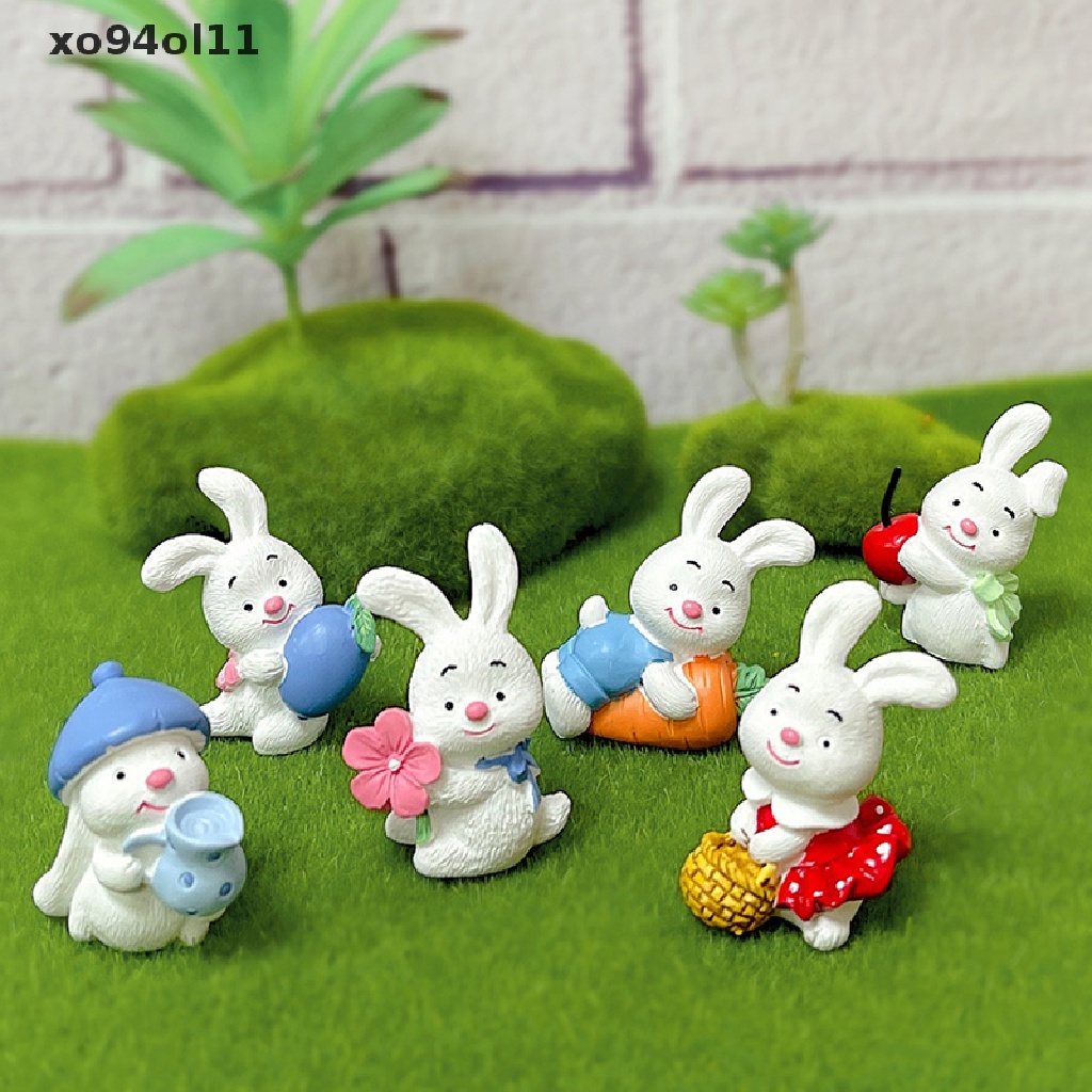 Xo Patung Kelinci Mini Dekorasi Miniatur Hiasan Rumah Desktop Garden Decor OL