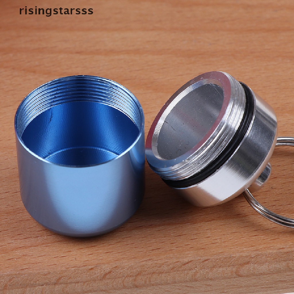 Rsid Span-new Mini Tahan Air Aluminium Alloy Pill Box Case Botol Tempat Wadah Gantungan Kunci Jelly