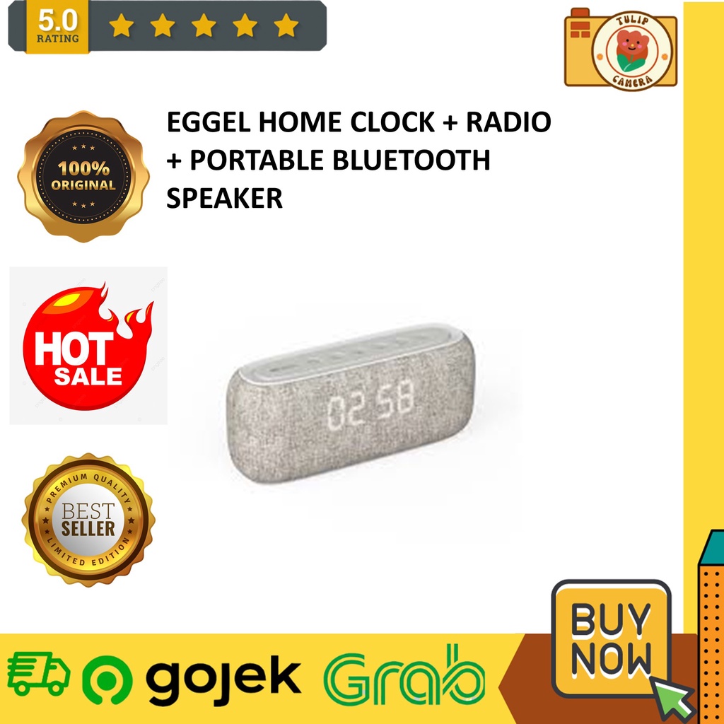 Eggel Home Clock + Radio + Portable Bluetooth Speaker