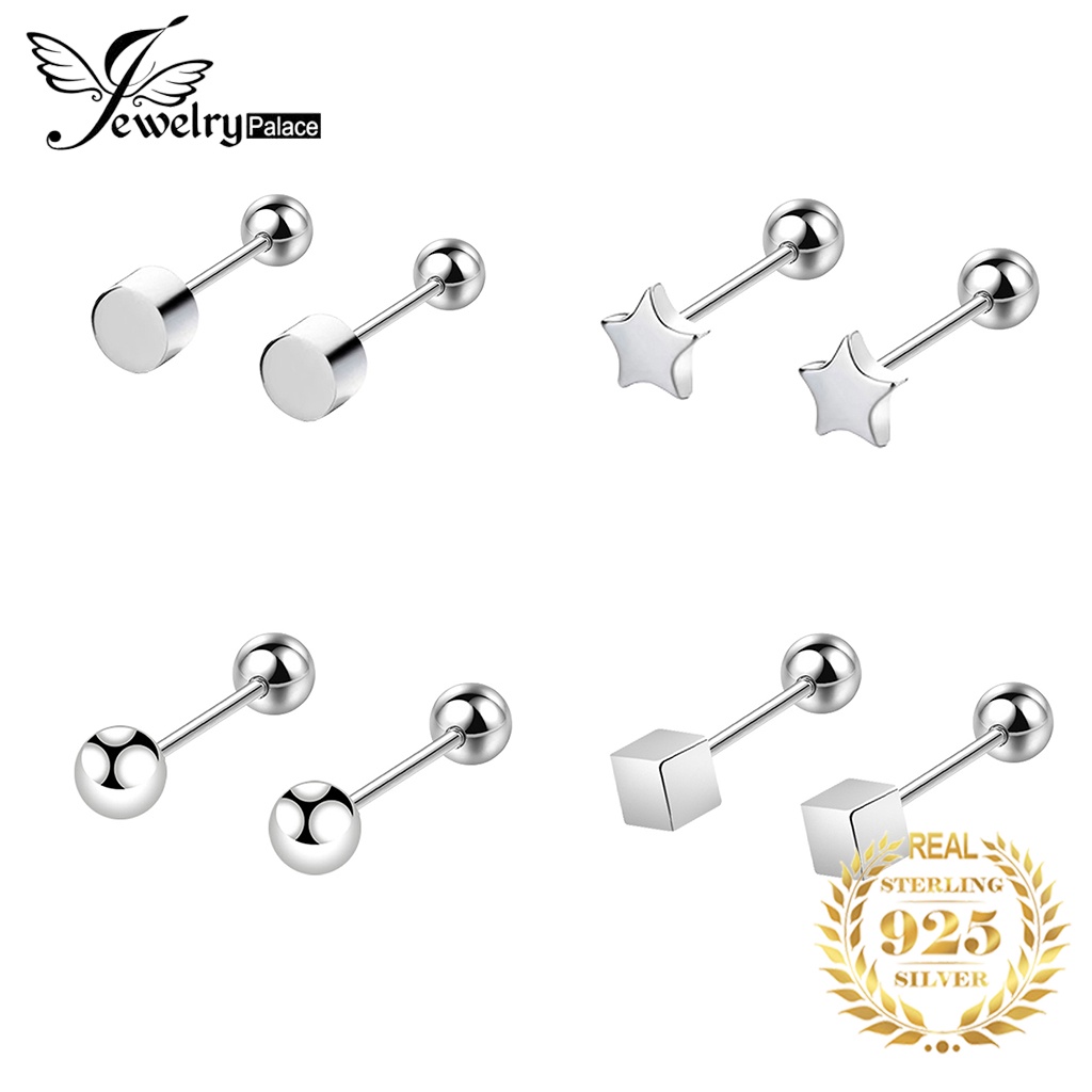 Jewelrypalace Anting Asli Berlian Moissanite Wanita925 Stud Mutiara Perak M016