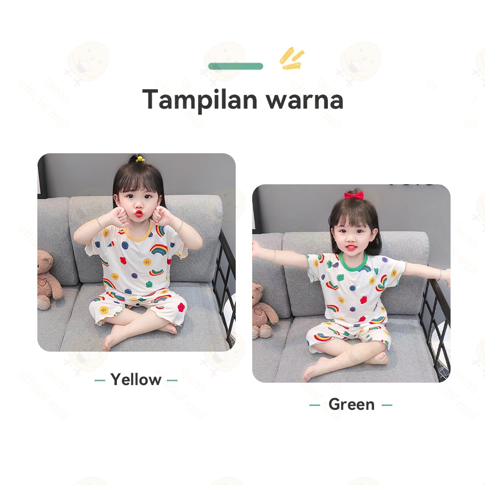 Lacoo Baju tidur bayi anak es sutra Piyama lucu anak perempuan Baju tidur pakaian anak set