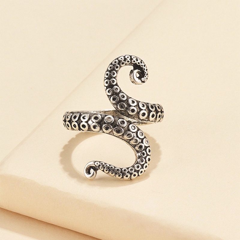 Unik Punk Gurita Cumi Cinta Hati Pembukaan Cincin Untuk Wanita Pria Trendi Hitam Hewan Hip Hop Jari Cincin Pesta Perhiasan Hadiah