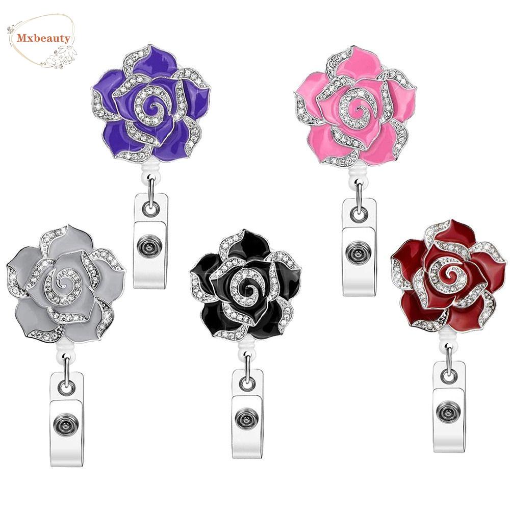 Mxbeauty Gulungan Lencana Ditarik360° Putar Untuk Dewasa Perlengkapan Rumah Sakit Name Tag ID Card Badge Clip Name Card Holder Diamond Badge Reel