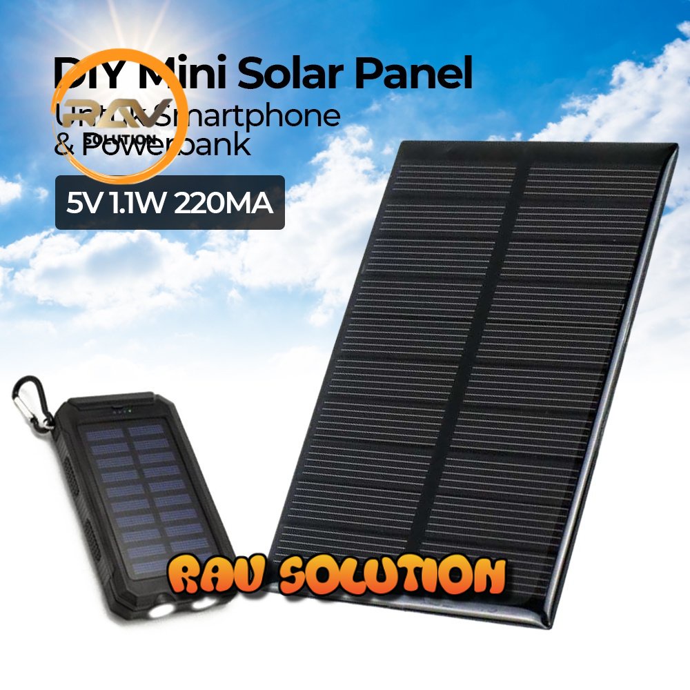 DIY Mini Solar Panel for Smartphone &amp; Powerbank - 5V 1.1W 220MA - SET A RAV SOLUTION