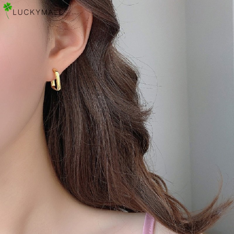 Anting Tusuk Emas Elegan Untuk Wanita Hypoallergenic Fashion Square Hollow Earring Perhiasan Aksesoris