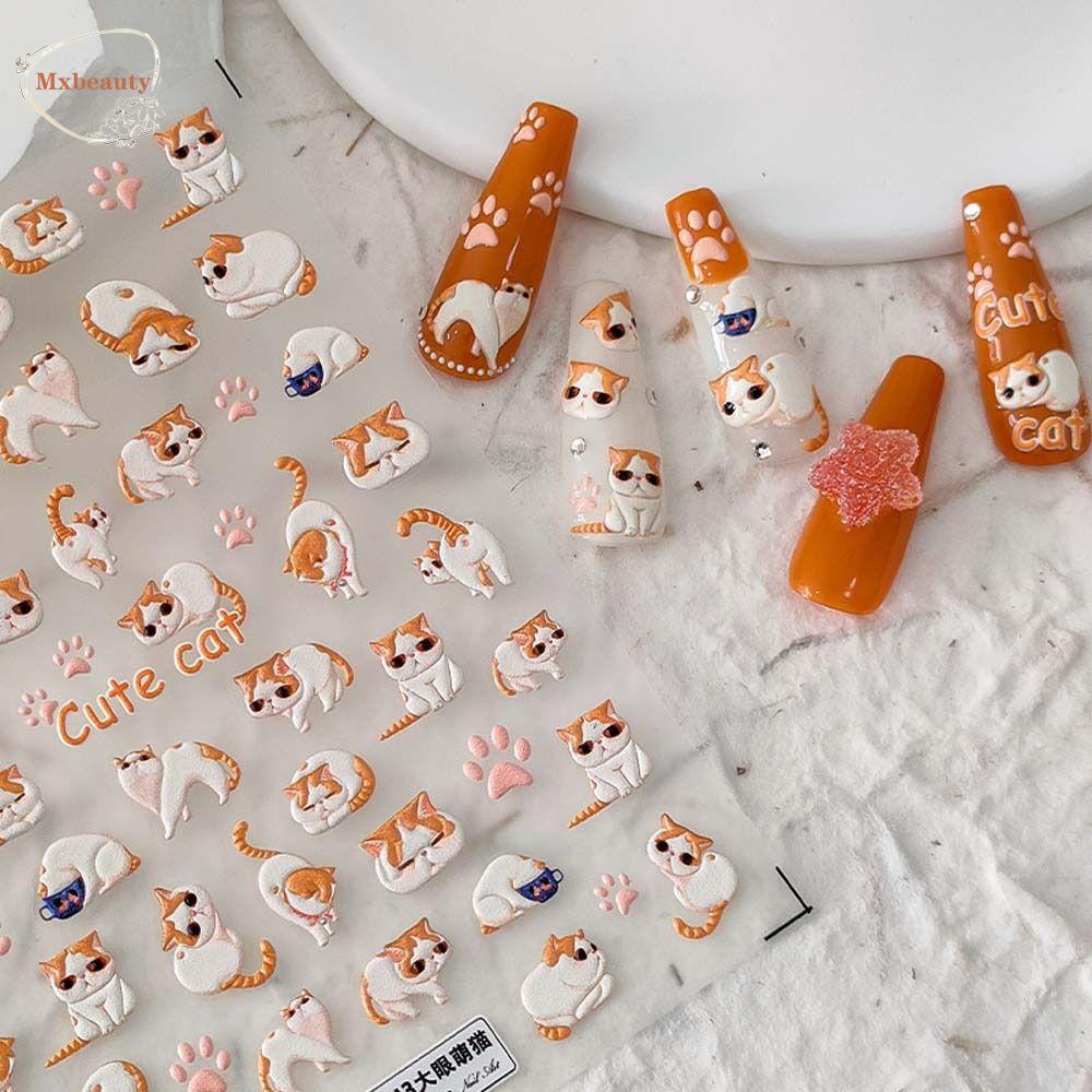 Mxbeauty Kartun Stiker Kuku Lucu Perekat Diri Kucing Hewan Manicure Aksesoris Bugs Bunny Nail Art Dekorasi