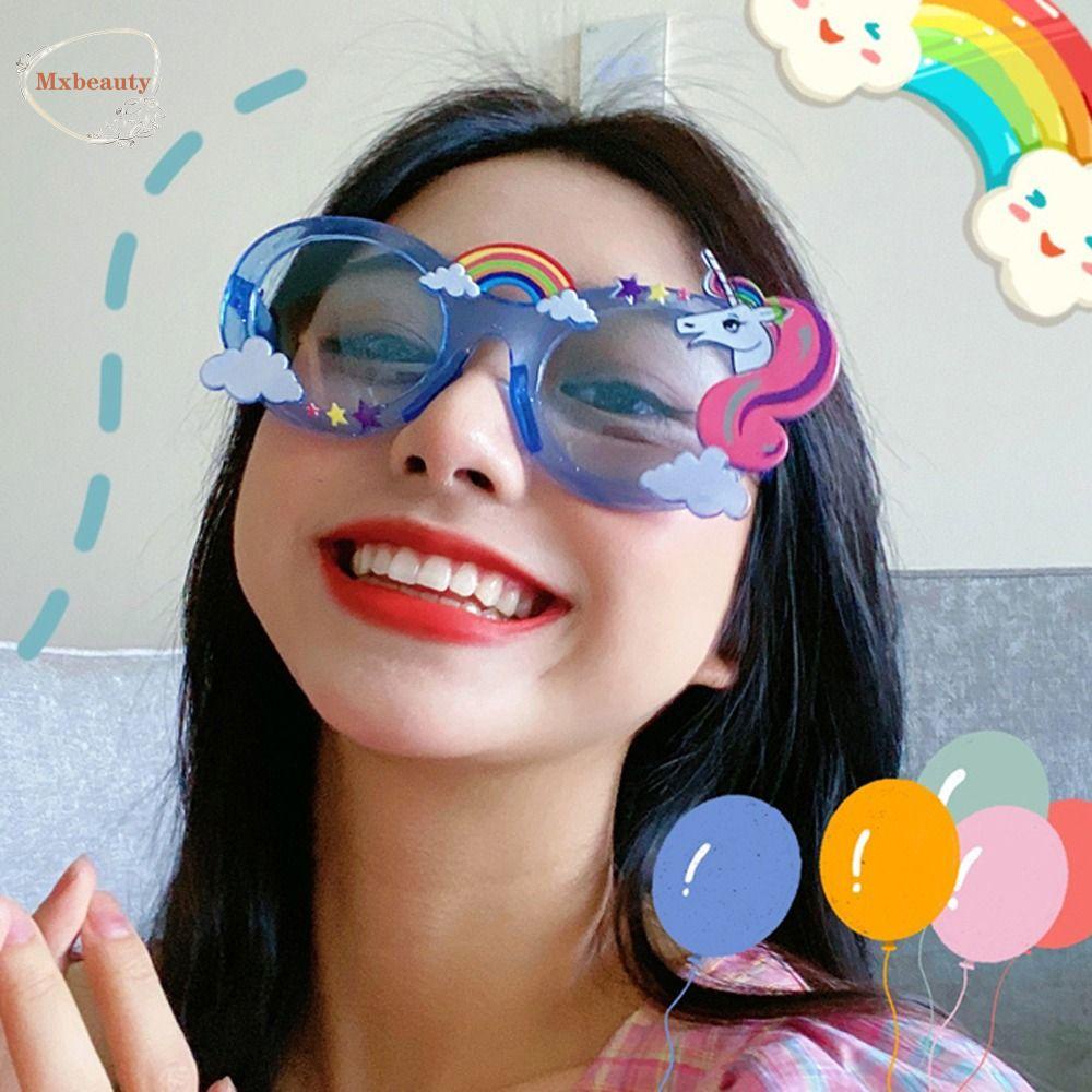 Mxbeauty Kacamata Anak Perempuan Unicorn Lucu Kartun Photograph Dekorasi Kacamata Mengkilap Transparan Gaya Korea Eyewear Dekorasi Pesta