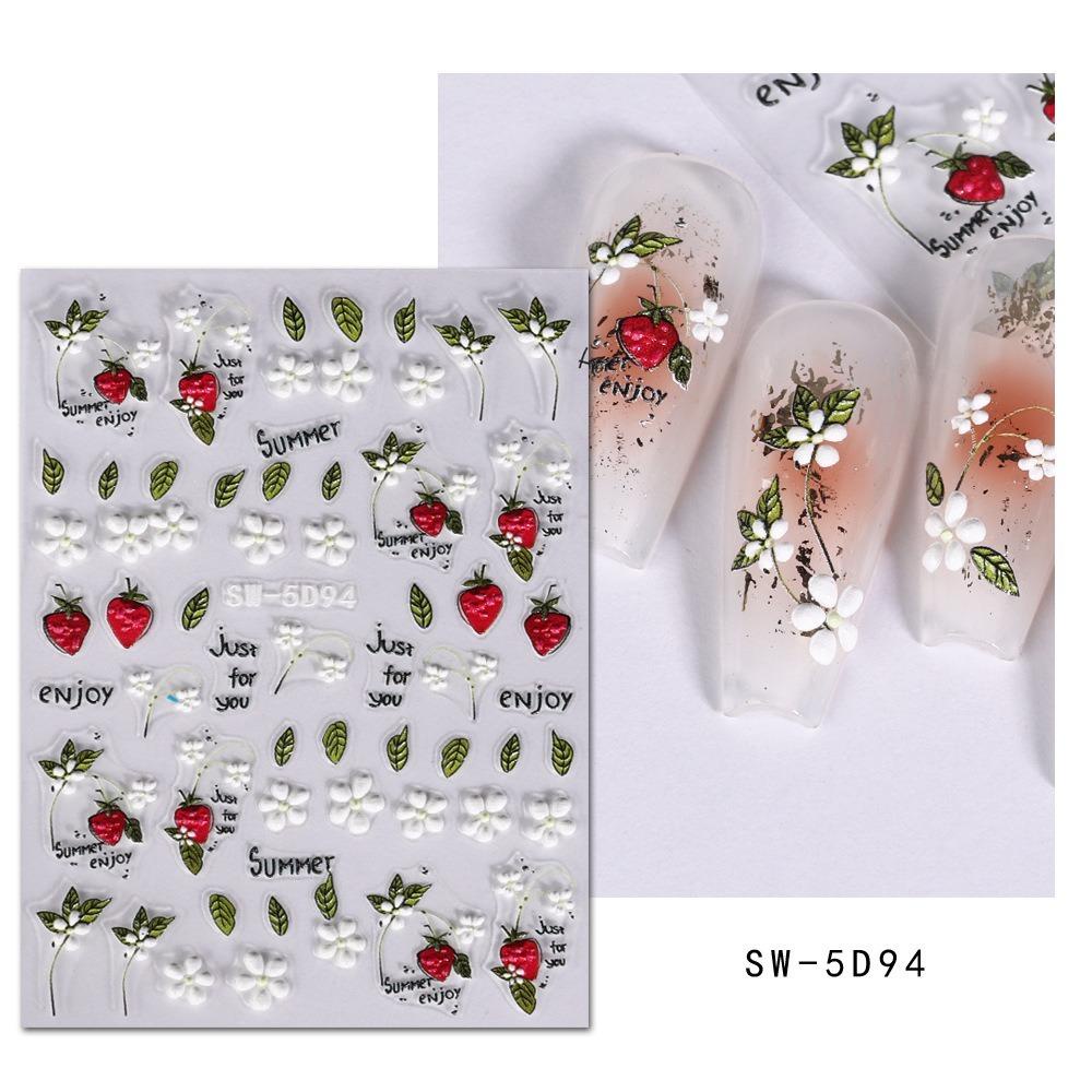 Needway Stiker Kuku Buah Fashion Jepang Daun Strawberry Lemon Self Adhesive Nail Dekorasi