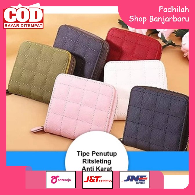 DOMPET KARTU WANITA D59 DOMPET KOIN MOTIF KOTAK KOTAK DOMPET DOUBLE FUNGSI FASHION WANITA | FADHILAH SHOP BJB