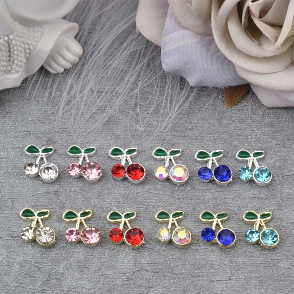 Mxbeauty Hiasan Nail Art Lucu 10pcs Cherry Warna-Warni Gaya Jepang Korea Alloy Zircon Aksesoris Kuku