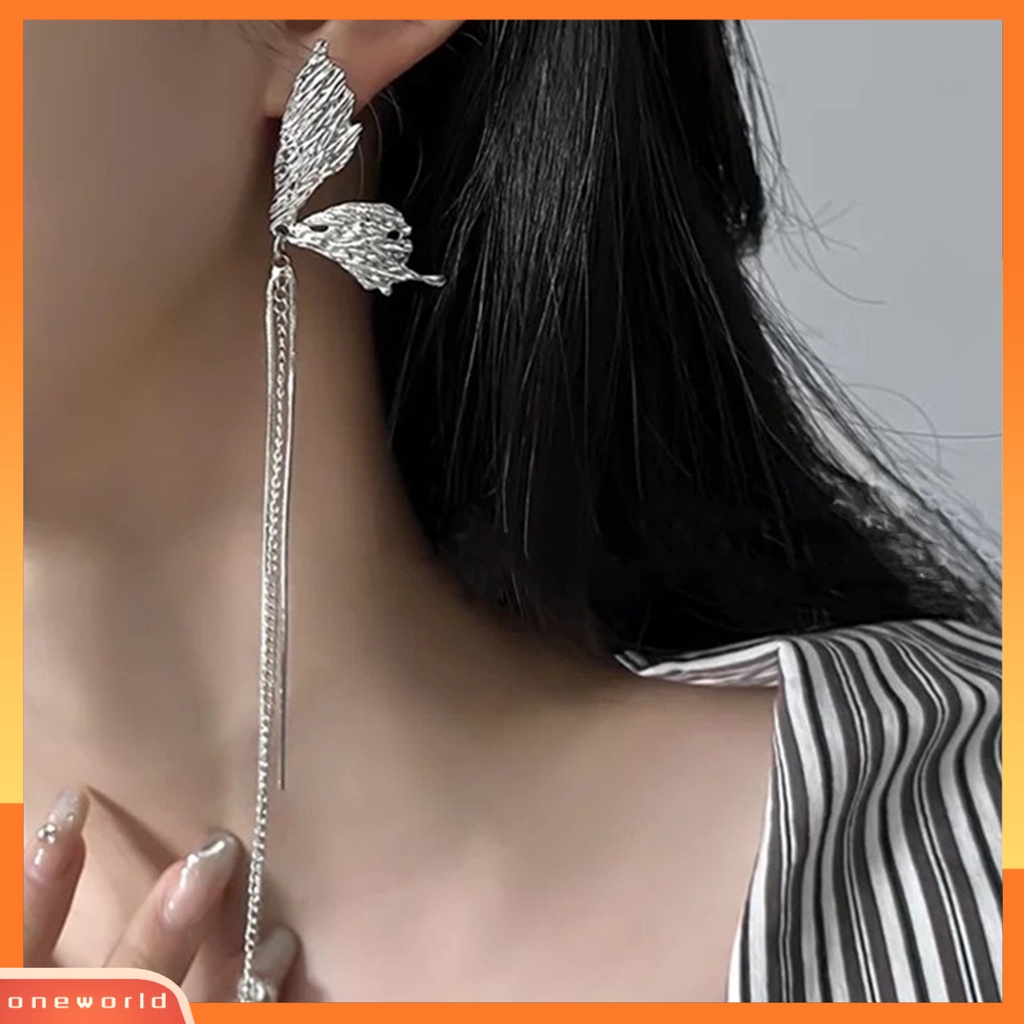 [EONE] 1pasang Menjuntai Anting Eye-catching Pengerjaan Halus Geometris Elektroplating Temperamen Dekorasi Bermutu Tinggi Kupu-Kupu Berlian Imitasi Rumbai Anting Fashion Perhiasan