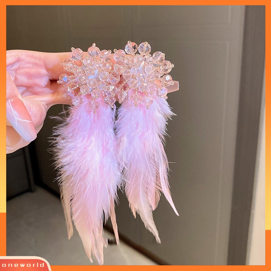 [EONE] 1pasang Menjuntai Anting Berlebihan Peri Hadiah Elegan Berongga Kupu-Kupu Bulu Stud Earrings Aksesoris Perhiasan