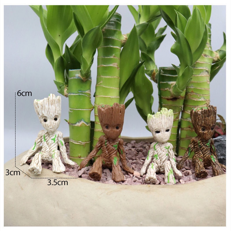 Patung MINI Avengers Groot 6CM Guardians of the Galaxy Treeman Anime Model Figura Dekorasi Mainan Anak Laki Laki Hadiah