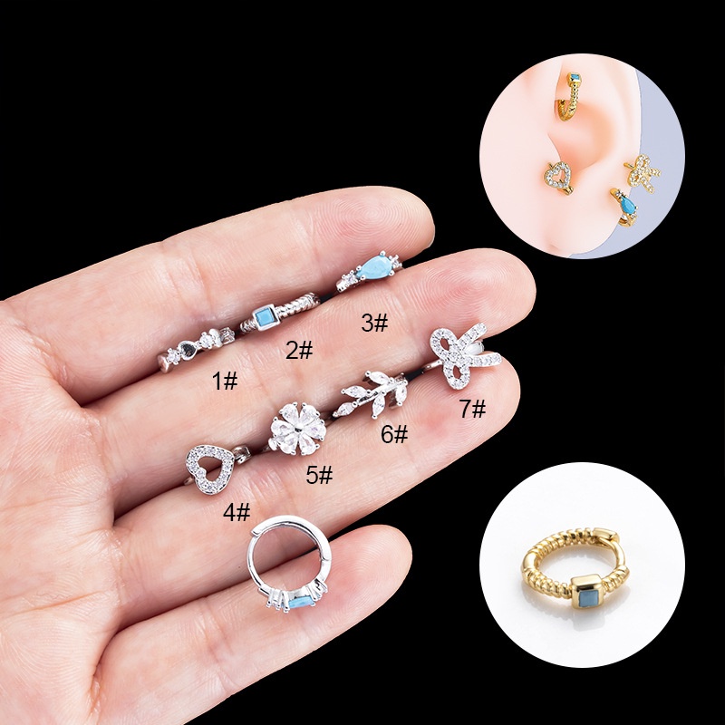 1biji 8mm Hoop Cartilage Earring Tragus Pinna Helix Piercing Silver Gold Ikatan Simpul Bentuk Hati