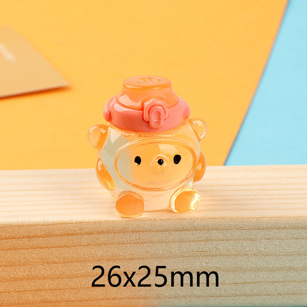 1pc Lucu Mini Beruang Bercahaya Resin Ornamen Kreatif Aksesoris Taman Boneka Semangat Patung Pemandangan Mikro Bercahaya