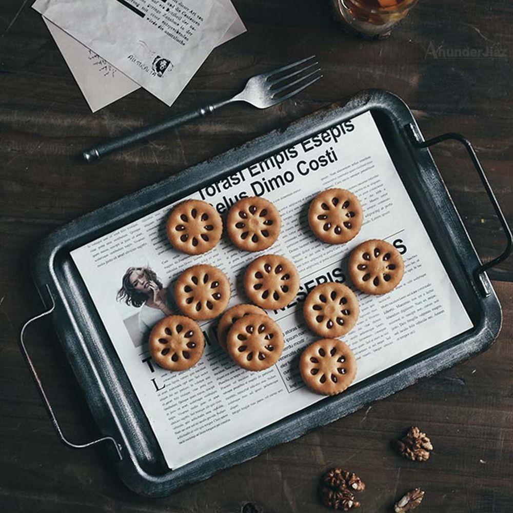 Nickolas1 Nampan Penyimpanan Unik Retro Dapur Dekorasi Rumah Metal Photography Props Bread Plate